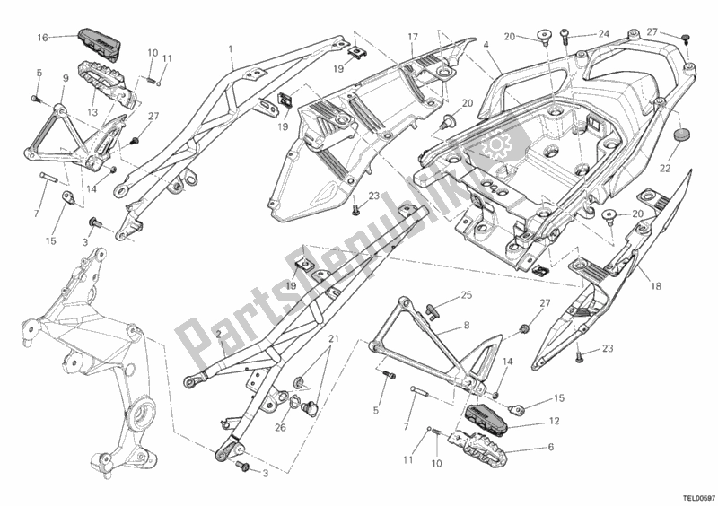 All parts for the Rear Frame Comp. Of the Ducati Multistrada 1200 ABS USA 2011